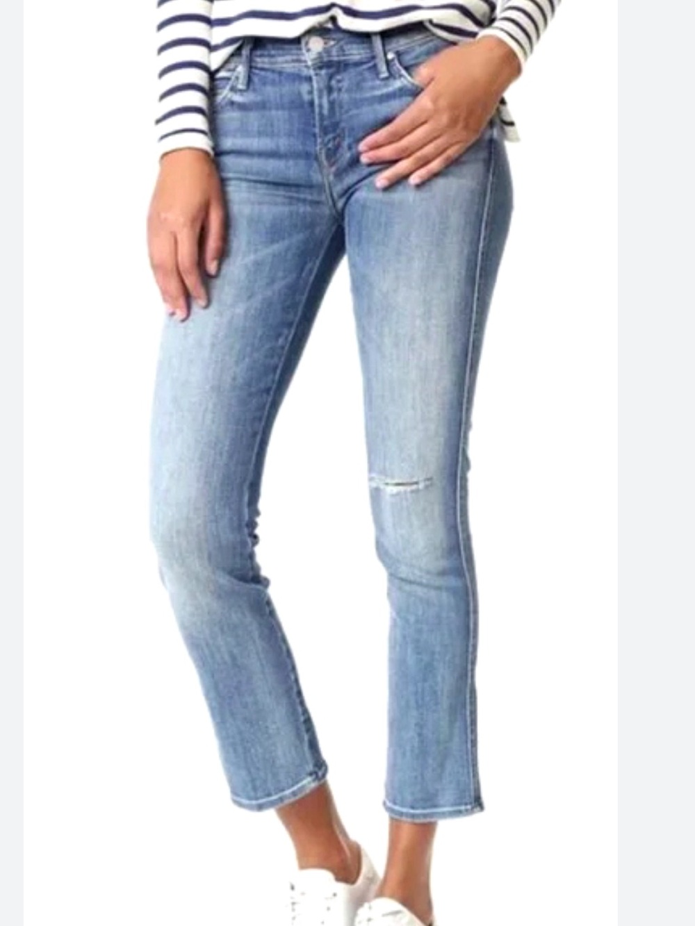 MOTHER The Rascal Ankle‎ Straight Leg Jeans in High Five Light Distressing